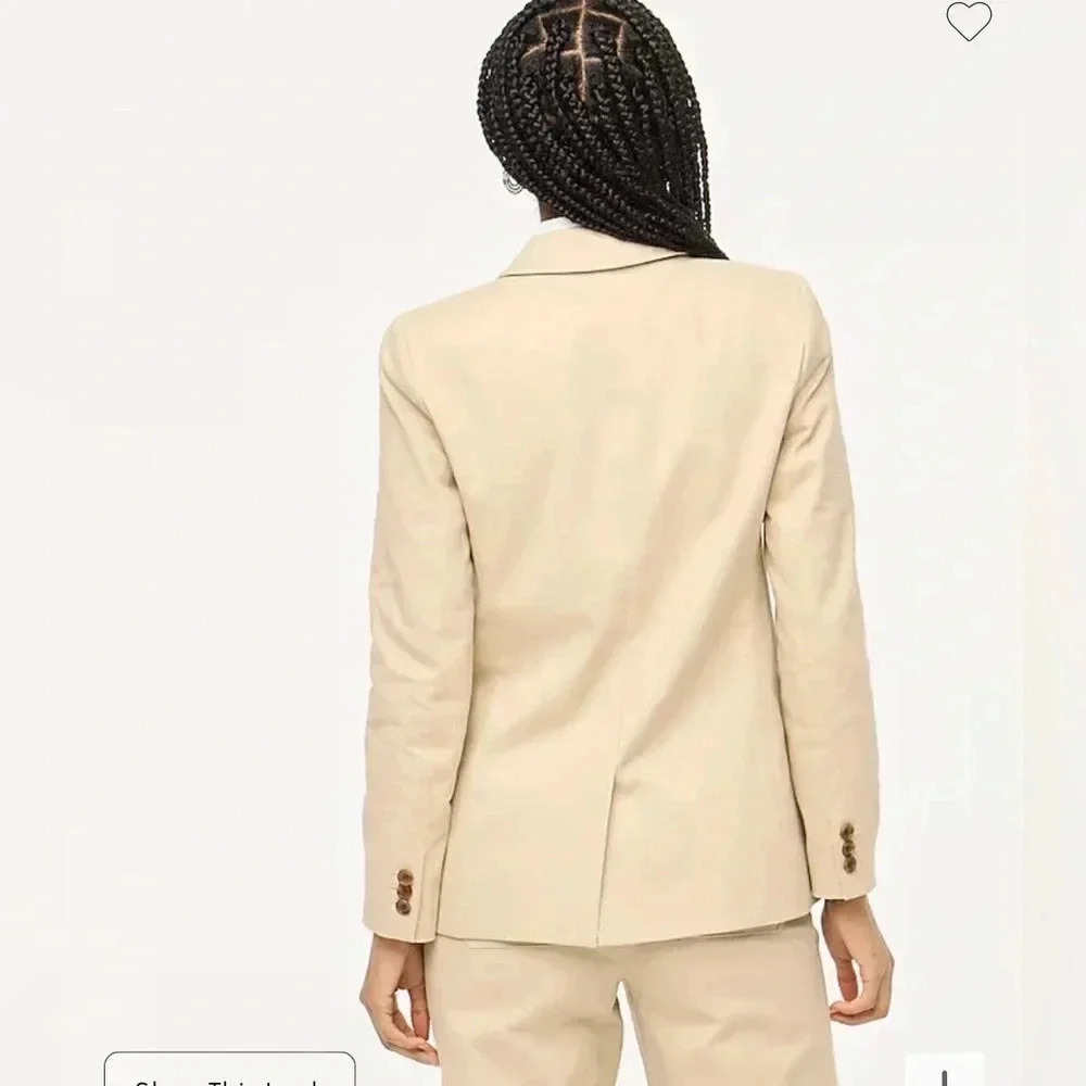 J Crew Khaki Blazer Beige One Button NWT Cream Beige Size 12 Single Breast Chino - Picture 3 of 15